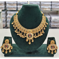 Rajwadi Collection Traditional Meenakari Necklace Set with Flower Motif
