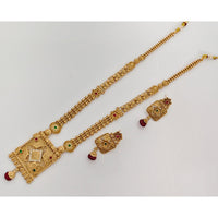 Rajwadi Collection Traditional Forming Gold And Pota Stone Long Necklace Set