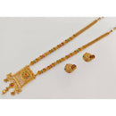 Rajwadi Collection Royal Forming Gold And Pota Stone Long Necklace Set