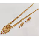 Rajwadi Collection Royal Forming Gold And Pota Stone Long Necklace Set With Flower Motif