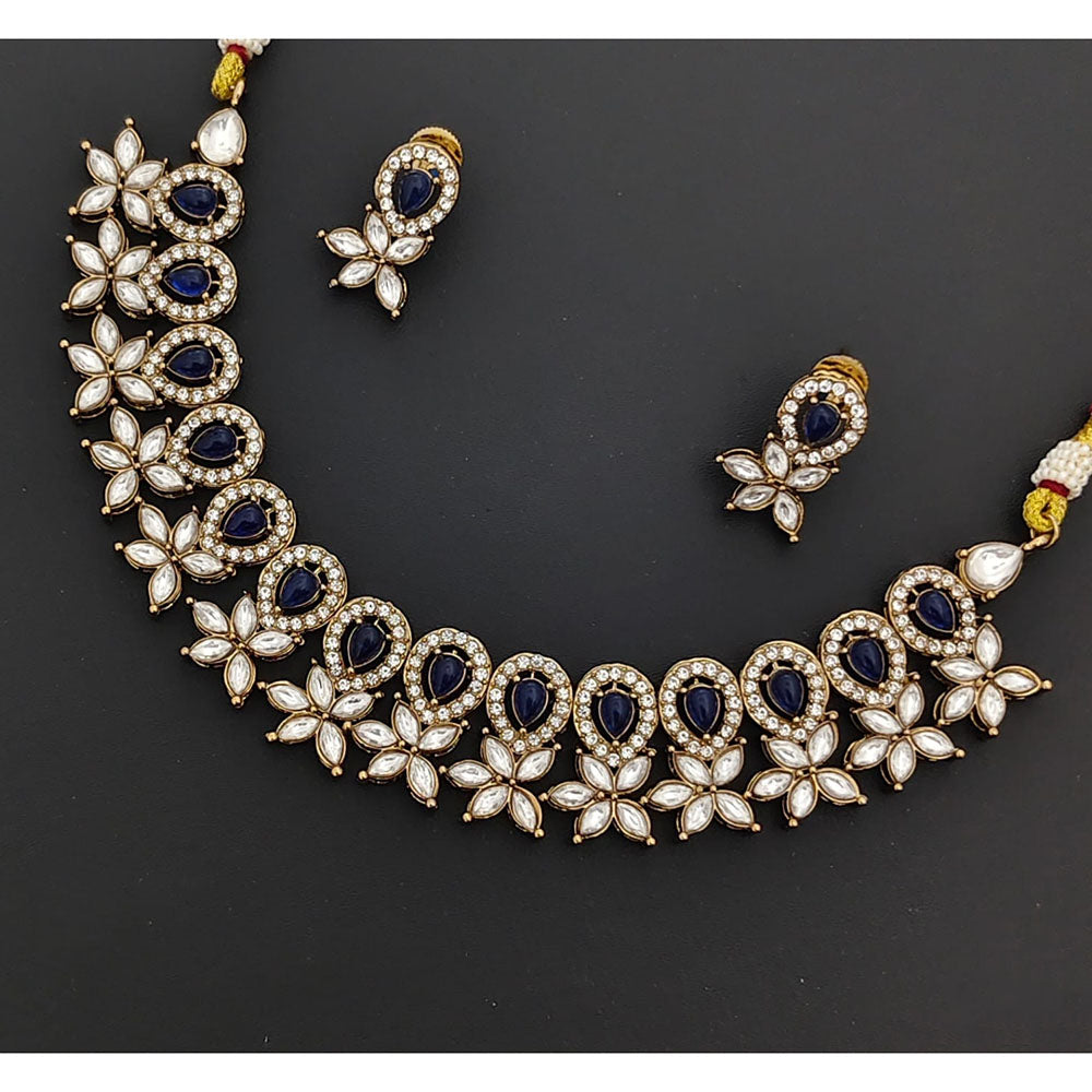 Rajwadi Collection Urbania Pota Stone And Crystal Necklace Set