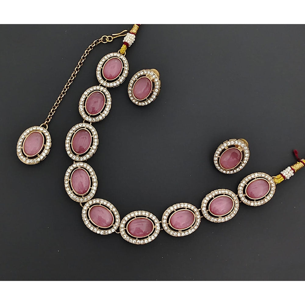 Rajwadi Collection Stardom Pota Stone And Austrian Stones Necklace Set