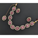 Rajwadi Collection Stardom Pota Stone And Austrian Stones Necklace Set