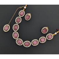 Rajwadi Collection Stardom Pota Stone And Austrian Stones Necklace Set