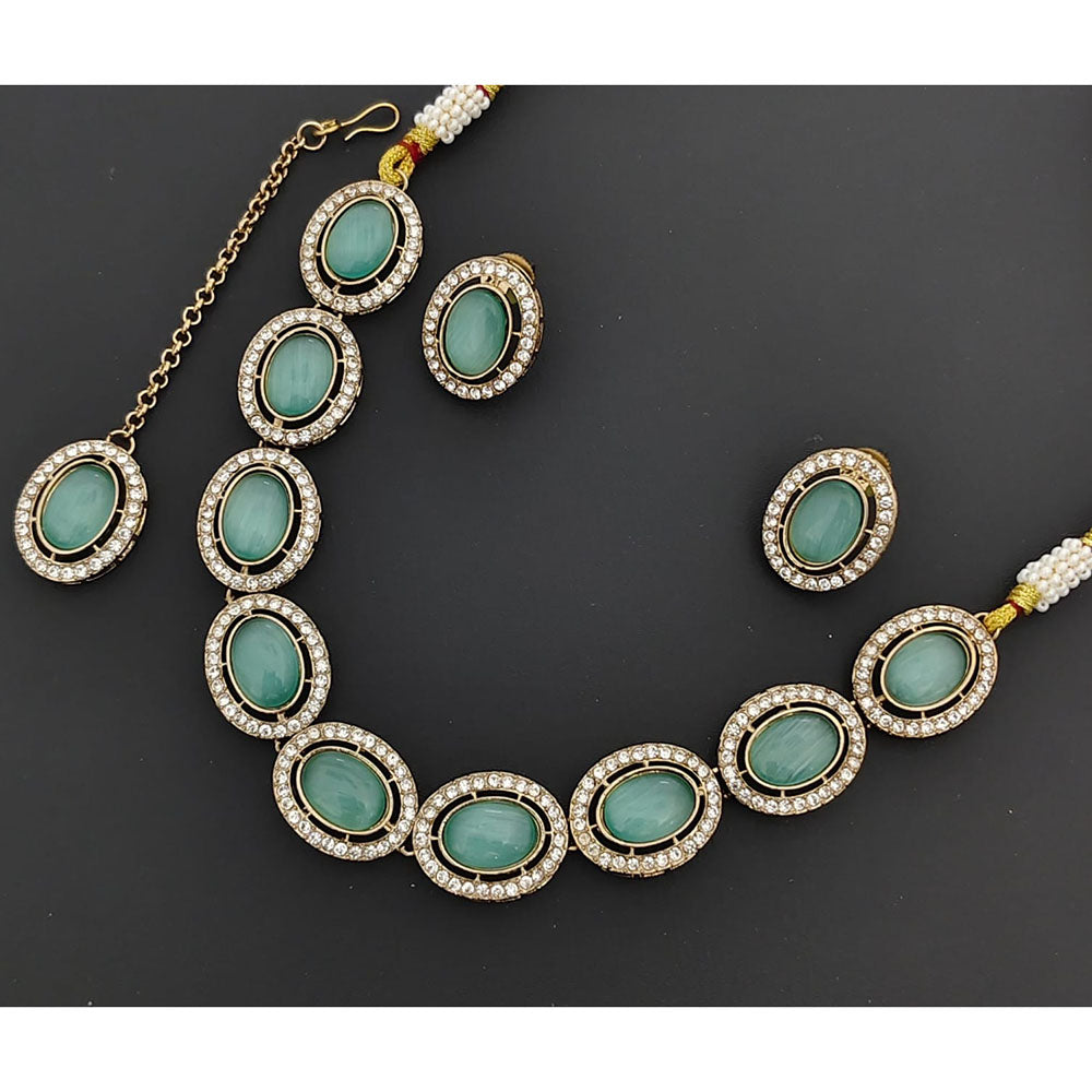 Rajwadi Collection Stardom Pota Stone And Austrian Stones Necklace Set