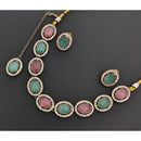 Rajwadi Collection Stardom Pota Stone And Austrian Stones Necklace Set