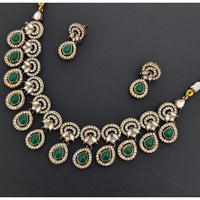 Rajwadi Collection Glamour Pota Stone And Austrian Stones Necklace Set