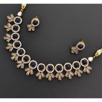 Rajwadi Collection Glamour Pota Stone And Crystal Necklace Set