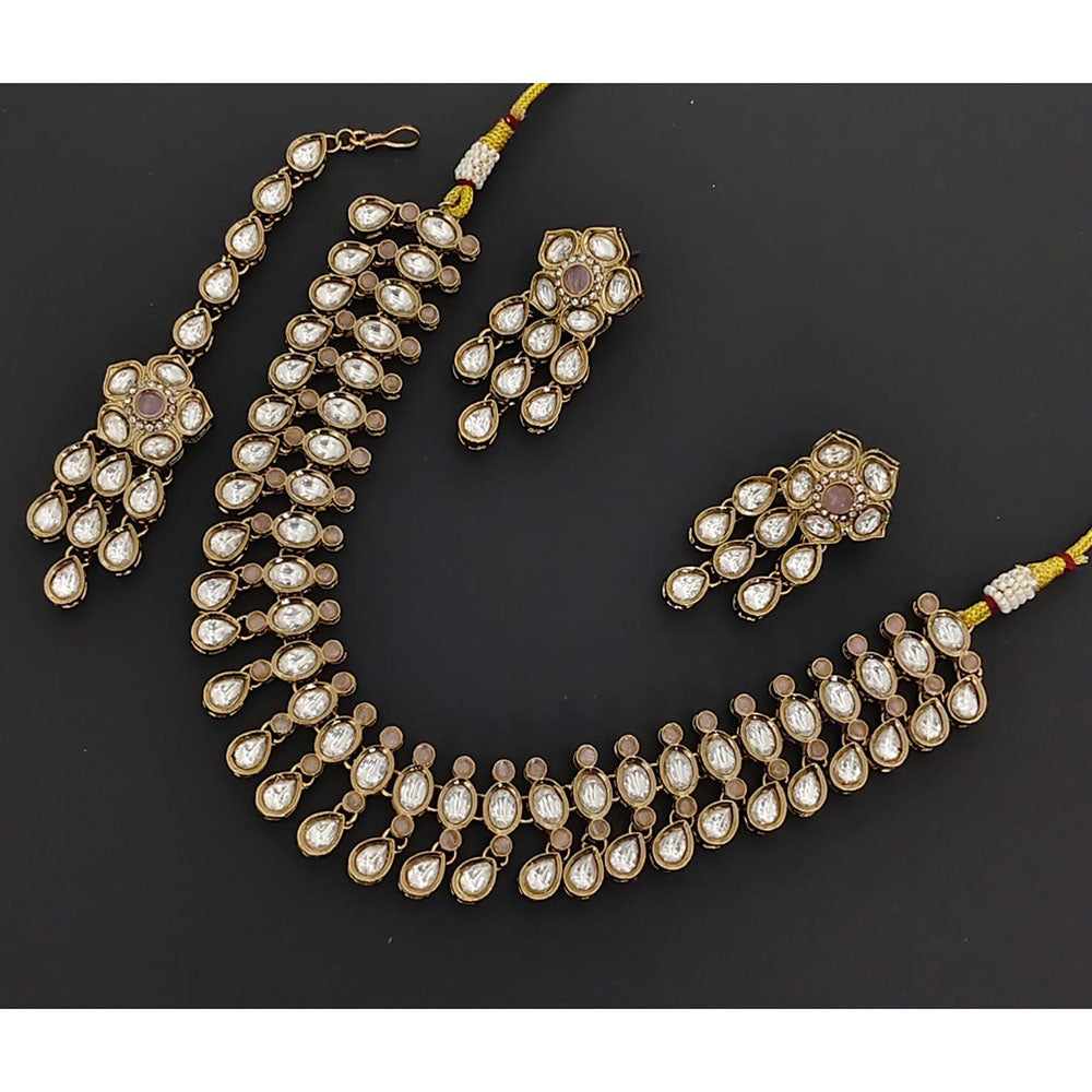 Rajwadi Collection Eternia Polki Kundan And Crystal Necklace Set