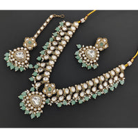 Rajwadi Collection Eternia Polki Kundan And Crystal Necklace Set With Flower Motifs