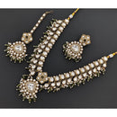 Rajwadi Collection Eternia Polki Kundan And Crystal Necklace Set With Flower Motifs