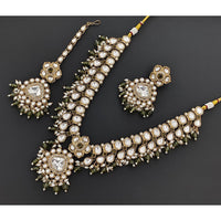 Rajwadi Collection Eternia Polki Kundan And Crystal Necklace Set With Flower Motifs