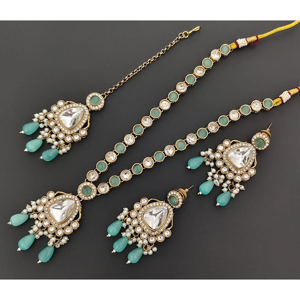 Rajwadi Collection Exquisite Polki Kundan And Crystal Necklace Set