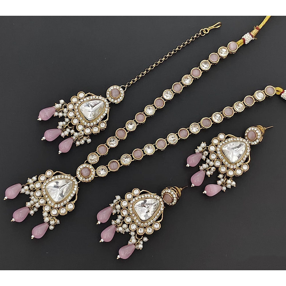 Rajwadi Collection Exquisite Polki Kundan And Crystal Necklace Set
