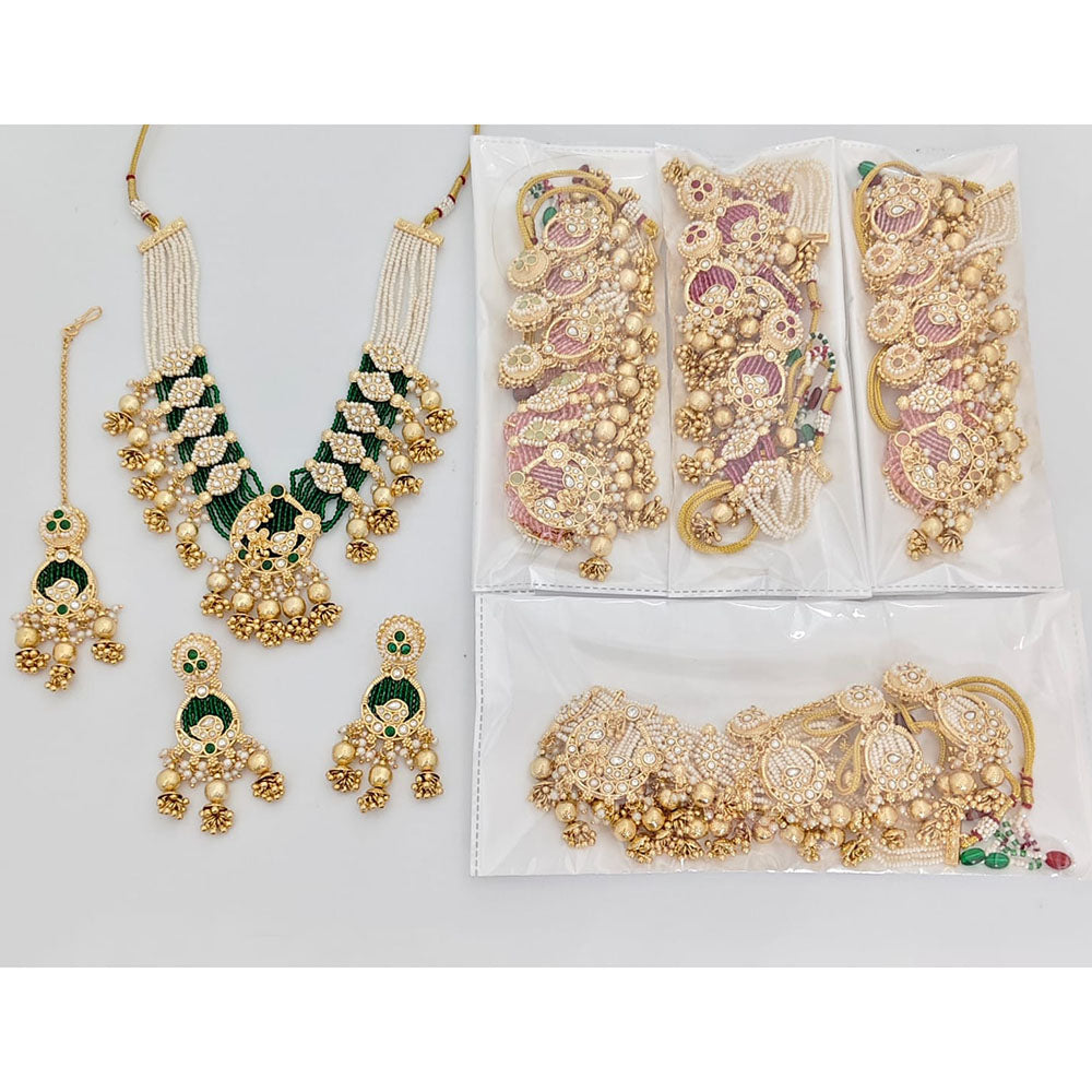 Rajwadi Collection Exquisite Pota Stone And Pearl And Beads Necklace Set