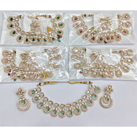 Rajwadi Collection Exquisite Polki Kundan And Crystal Choker Necklace Set