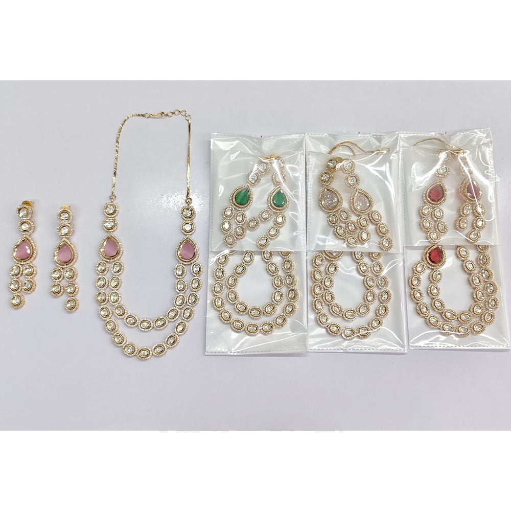 Rajwadi Collection Luxury Polki Kundan And Austrian Stones Choker Necklace Set