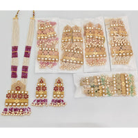 Rajwadi Collection Urban Pota Stone And Pearl Long Necklace Set With Flower Motifs