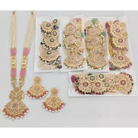Rajwadi Collection Viraasat Meenakari Pota Stone And Pearl And Beads Long Necklace Set