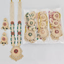 Rajwadi Collection Viraasat Pota Stone And Pearl And Beads Meenakari Long Necklace Set With Flower Motifs