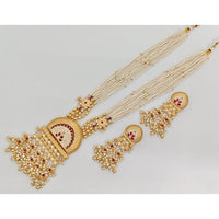 Rajwadi Collection Heritage Meenakari Pota Stone And Pearl And Beads Long Necklace Set