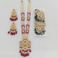 Rajwadi Collection Regal Pearl And Pota Stone Long Necklace Set
