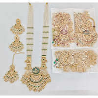Rajwadi Collection Regal Pearl And Beads Long Necklace Set With Pota Stones