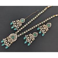 Rajwadi Collection Enigma Crystal And Pota Stone Long Necklace Set