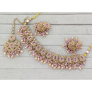 Rajwadi Collection Traditional Crystal Stone And Pearl Choker Necklace Set