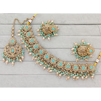 Rajwadi Collection Traditional Crystal Stone And Pearl Choker Necklace Set