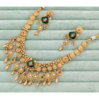 Rajwadi Collection  Pota Stone And Pearl  Necklace Set