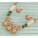 Rajwadi Collection Meenakari Pota Stone and Pearl Necklace Set