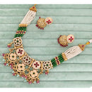 Rajwadi Collection Meenakari Pota Stone and Pearl Necklace Set