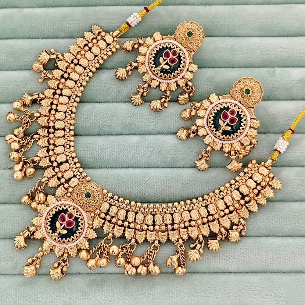 Rajwadi Collection  Pota Stone and Pearl Necklace Set