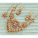 Rajwadi Collection  Pota Stone and Pearl Necklace Set