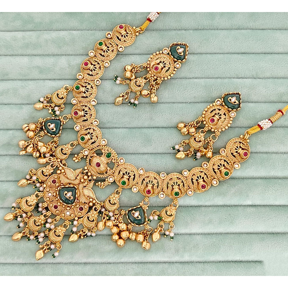 Rajwadi Collection Traditional Pota Stone & Pearl Necklace Set