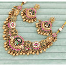 Rajwadi Collection  Pota Stone And Pearl  Necklace Set