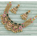 Rajwadi Collection  Pota Stone And Pearl  Necklace Set