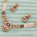 Rajwadi Collection  Pota Stone And Pearl  Necklace Set