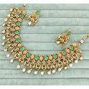 Rajwadi Collection  Pota Stone And Pearl  Necklace Set
