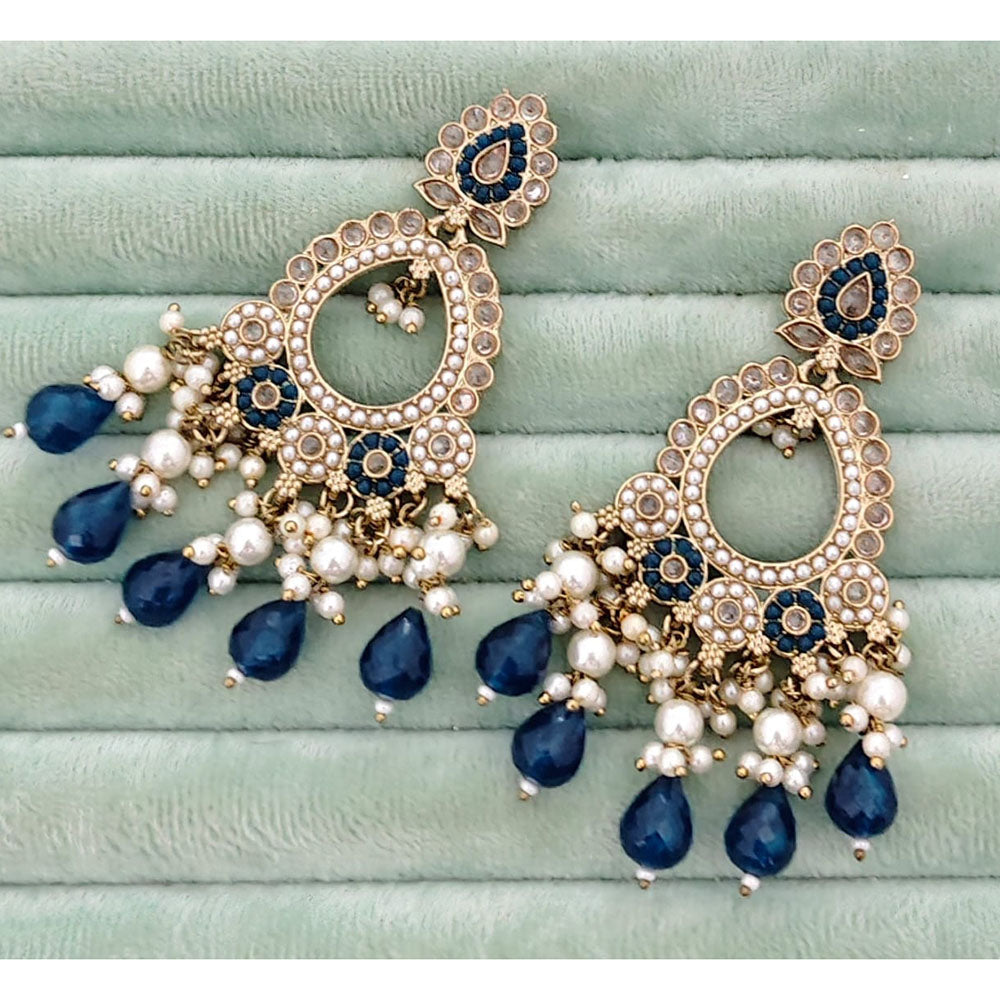 Rajwadi Collection Royal Crystal Stone And Beads Designer Dangler Earrings