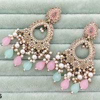 Rajwadi Collection Royal Crystal Stone And Beads Designer Dangler Earrings