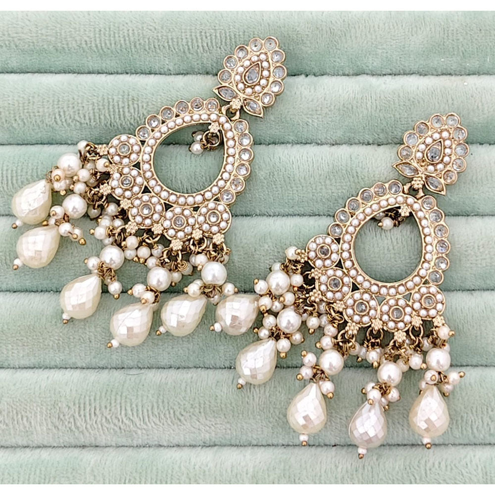 Rajwadi Collection Royal Crystal Stone And Beads Designer Dangler Earrings