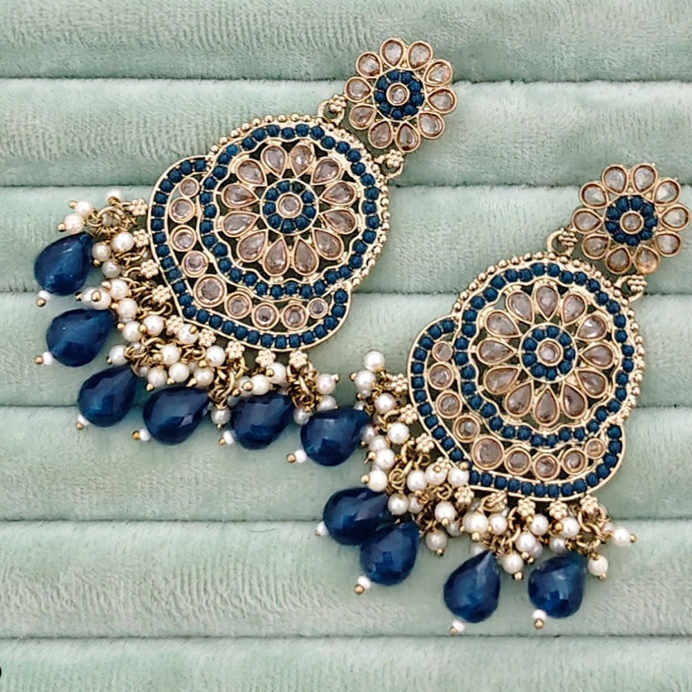 Rajwadi Collection Royal Crystal Stone And Beads Designer Dangler Earrings