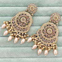 Rajwadi Collection Royal Crystal Stone And Beads Designer Dangler Earrings