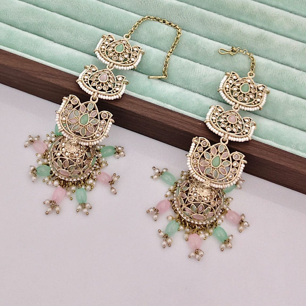 Rajwadi Collection Luxury Crystal Stone Pearl And Beads Jhumki Earrings