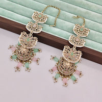 Rajwadi Collection Luxury Crystal Stone Pearl And Beads Jhumki Earrings