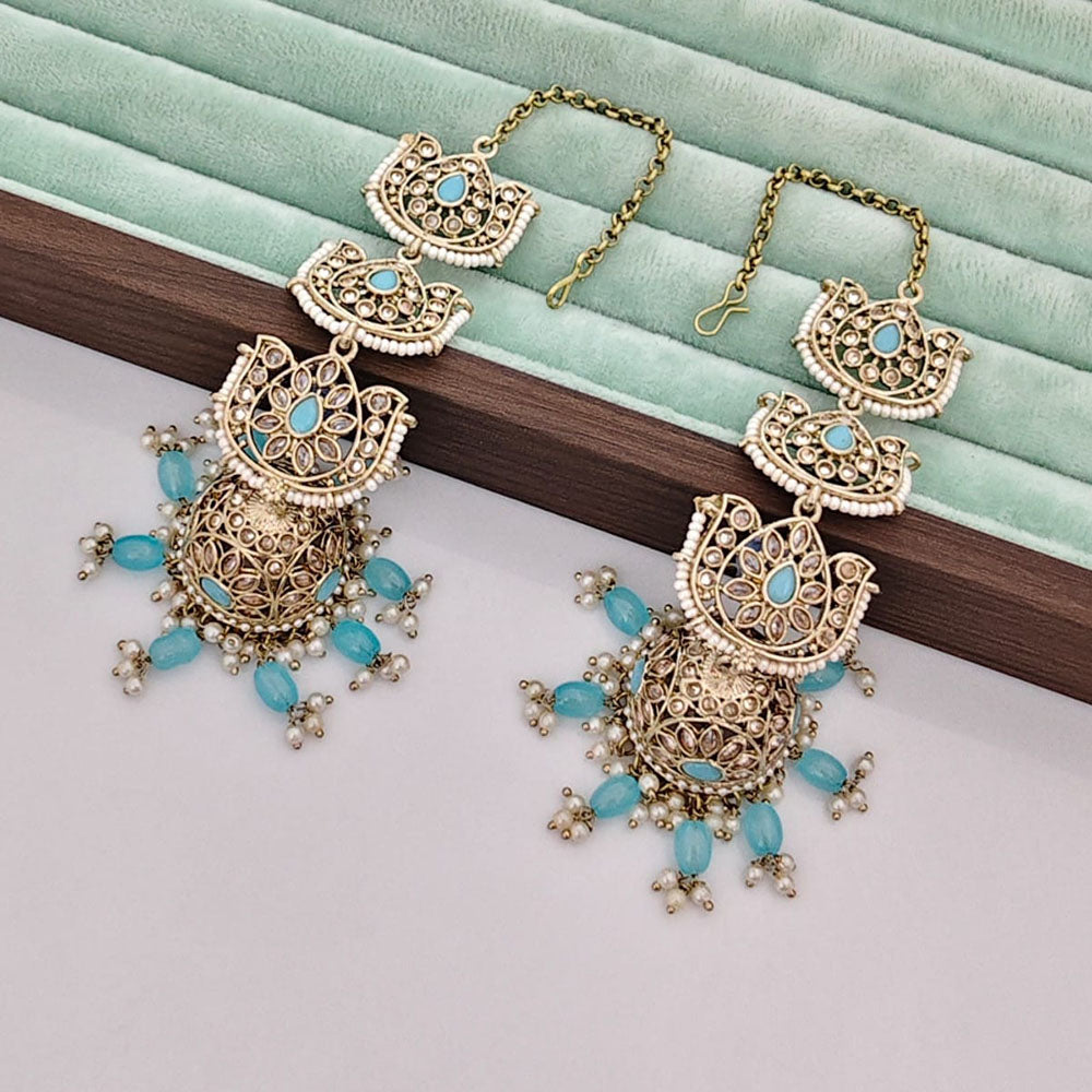 Rajwadi Collection Luxury Crystal Stone Pearl And Beads Jhumki Earrings