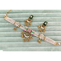 Rajwadi Collection Heritage Pota Stone And Pearl Choker Necklace Set