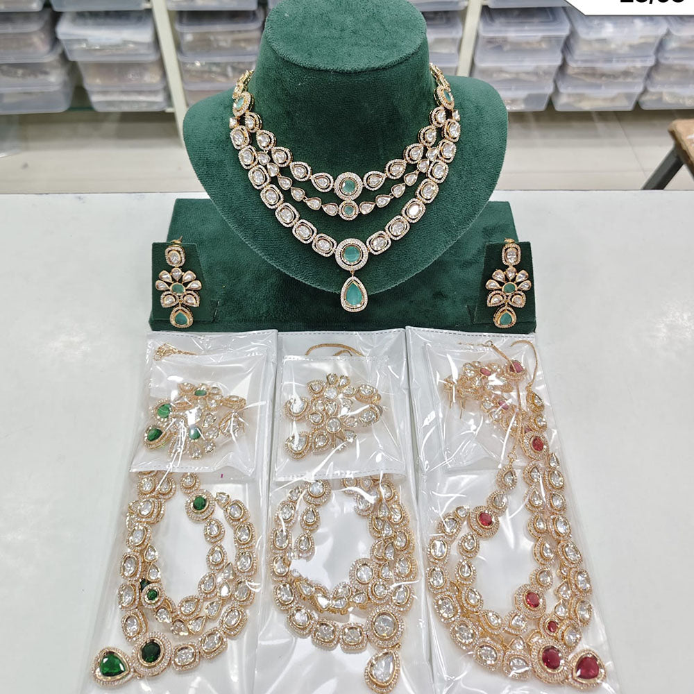 Rajwadi Collection Regal Polki Kundan Stone Festive Necklace Set